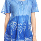 Sakkas Magda Womens Short Sleeve Flare Bohemian Blouse Top Lace Batik Printed