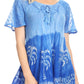 Sakkas Magda Womens Short Sleeve Flare Bohemian Blouse Top Lace Batik Printed