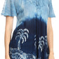 Sakkas Magda Womens Short Sleeve Flare Bohemian Blouse Top Lace Batik Printed