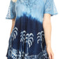 Sakkas Magda Womens Short Sleeve Flare Bohemian Blouse Top Lace Batik Printed