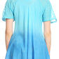 Sakkas Magda Womens Short Sleeve Flare Bohemian Blouse Top Lace Batik Printed