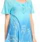 Sakkas Magda Womens Short Sleeve Flare Bohemian Blouse Top Lace Batik Printed