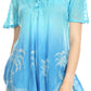 Sakkas Magda Womens Short Sleeve Flare Bohemian Blouse Top Lace Batik Printed
