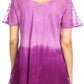 Sakkas Magda Womens Short Sleeve Flare Bohemian Blouse Top Lace Batik Printed