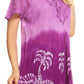 Sakkas Magda Womens Short Sleeve Flare Bohemian Blouse Top Lace Batik Printed