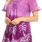 Sakkas Magda Womens Short Sleeve Flare Bohemian Blouse Top Lace Batik Printed