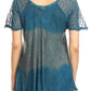 Sakkas Lily Casual Everyday Summer Short Sleeve Top Blouse with Block Print & Lace