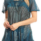 Sakkas Lily Casual Everyday Summer Short Sleeve Top Blouse with Block Print & Lace