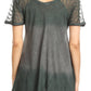 Sakkas Lily Casual Everyday Summer Short Sleeve Top Blouse with Block Print & Lace