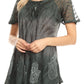Sakkas Lily Casual Everyday Summer Short Sleeve Top Blouse with Block Print & Lace