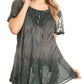 Sakkas Lily Casual Everyday Summer Short Sleeve Top Blouse with Block Print & Lace