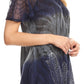 Sakkas Lily Casual Everyday Summer Short Sleeve Top Blouse with Block Print & Lace