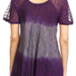 Sakkas Lily Casual Everyday Summer Short Sleeve Top Blouse with Block Print & Lace