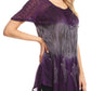 Sakkas Lily Casual Everyday Summer Short Sleeve Top Blouse with Block Print & Lace