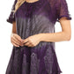 Sakkas Lily Casual Everyday Summer Short Sleeve Top Blouse with Block Print & Lace