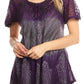 Sakkas Lily Casual Everyday Summer Short Sleeve Top Blouse with Block Print & Lace
