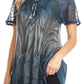 Sakkas Lily Casual Everyday Summer Short Sleeve Top Blouse with Block Print & Lace