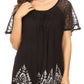 Sakkas Alberta Womens Short Sleeve Corset Blouse Top with Batik and Lace Sleeves