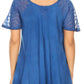 Sakkas Alberta Womens Short Sleeve Corset Blouse Top with Batik and Lace Sleeves