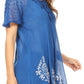Sakkas Alberta Womens Short Sleeve Corset Blouse Top with Batik and Lace Sleeves