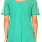 Sakkas Alberta Womens Short Sleeve Corset Blouse Top with Batik and Lace Sleeves
