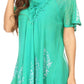 Sakkas Alberta Womens Short Sleeve Corset Blouse Top with Batik and Lace Sleeves