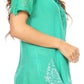 Sakkas Alberta Womens Short Sleeve Corset Blouse Top with Batik and Lace Sleeves
