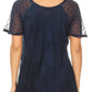 Sakkas Alberta Womens Short Sleeve Corset Blouse Top with Batik and Lace Sleeves