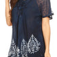 Sakkas Alberta Womens Short Sleeve Corset Blouse Top with Batik and Lace Sleeves