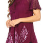 Sakkas Alberta Womens Short Sleeve Corset Blouse Top with Batik and Lace Sleeves