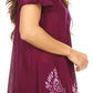 Sakkas Alberta Womens Short Sleeve Corset Blouse Top with Batik and Lace Sleeves