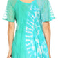 Sakkas Iris Womens Tie-dye Short Sleeve Blouse Top with Corset and Embroidery