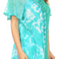 Sakkas Iris Womens Tie-dye Short Sleeve Blouse Top with Corset and Embroidery