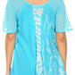Sakkas Iris Womens Tie-dye Short Sleeve Blouse Top with Corset and Embroidery