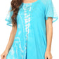 Sakkas Iris Womens Tie-dye Short Sleeve Blouse Top with Corset and Embroidery