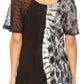 Sakkas Iris Womens Tie-dye Short Sleeve Blouse Top with Corset and Embroidery