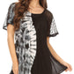 Sakkas Iris Womens Tie-dye Short Sleeve Blouse Top with Corset and Embroidery