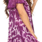 Sakkas Iris Womens Tie-dye Short Sleeve Blouse Top with Corset and Embroidery