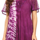 Sakkas Iris Womens Tie-dye Short Sleeve Blouse Top with Corset and Embroidery