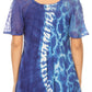 Sakkas Iris Womens Tie-dye Short Sleeve Blouse Top with Corset and Embroidery