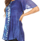 Sakkas Iris Womens Tie-dye Short Sleeve Blouse Top with Corset and Embroidery