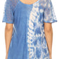 Sakkas Iris Womens Tie-dye Short Sleeve Blouse Top with Corset and Embroidery