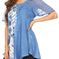 Sakkas Iris Womens Tie-dye Short Sleeve Blouse Top with Corset and Embroidery