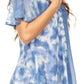 Sakkas Iris Womens Tie-dye Short Sleeve Blouse Top with Corset and Embroidery