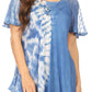 Sakkas Iris Womens Tie-dye Short Sleeve Blouse Top with Corset and Embroidery