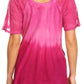Sakkas Ivanna Womens Short Raglan Lace Sleeve Flowy Top Blouse Tie-dye & Batik