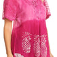 Sakkas Ivanna Womens Short Raglan Lace Sleeve Flowy Top Blouse Tie-dye & Batik