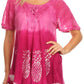 Sakkas Ivanna Womens Short Raglan Lace Sleeve Flowy Top Blouse Tie-dye & Batik