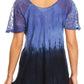 Sakkas Ivanna Womens Short Raglan Lace Sleeve Flowy Top Blouse Tie-dye & Batik
