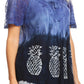 Sakkas Ivanna Womens Short Raglan Lace Sleeve Flowy Top Blouse Tie-dye & Batik